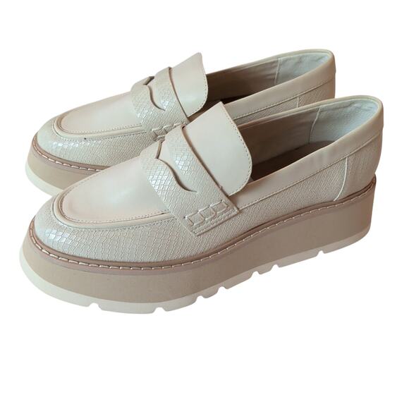 Dolce Vita Shoes - Dolce Vita Evereve Sz 9.5 Tieko Loafer Cream Lug Sole Platform Faux Snakeskin